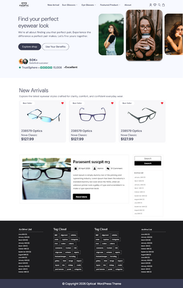 Free Optical Glasses WordPress Theme