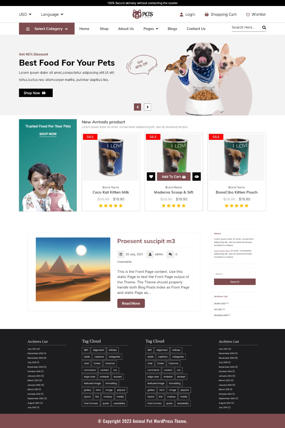 Free Pet Store WordPress Theme