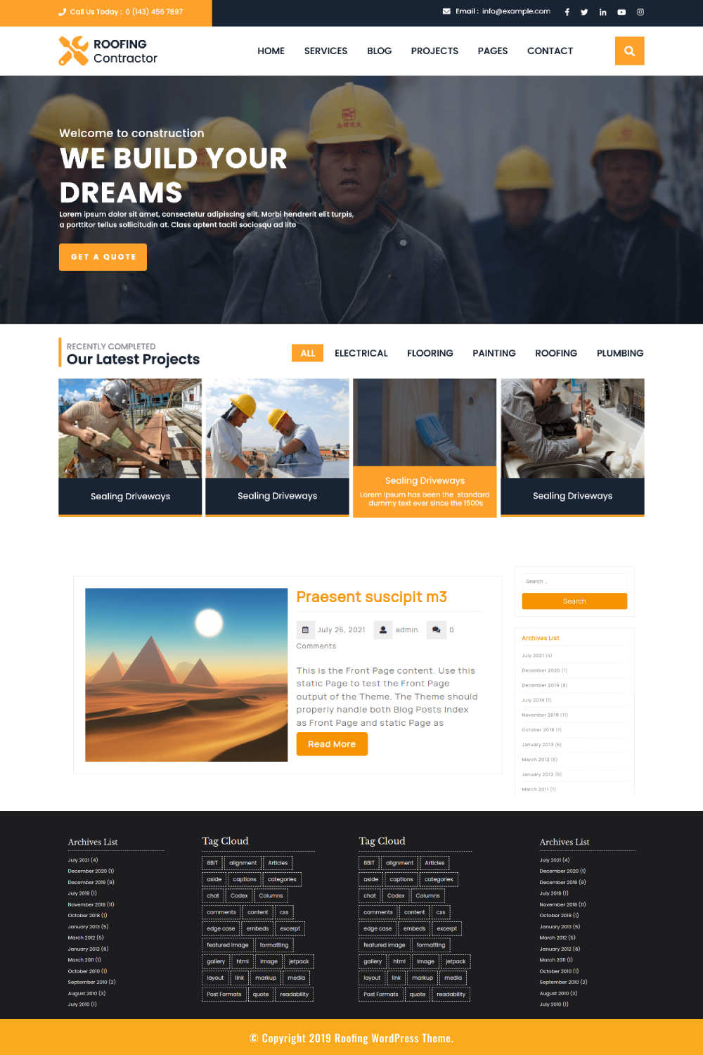 Free Roofing WordPress Theme