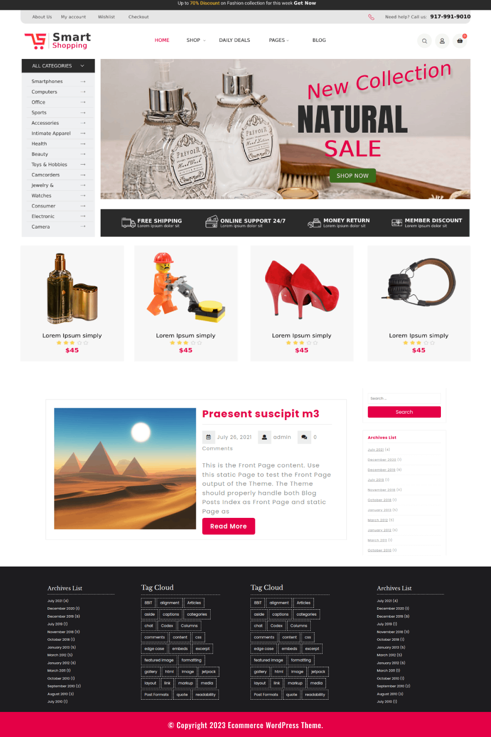 Free Shopping Cart WordPress Theme