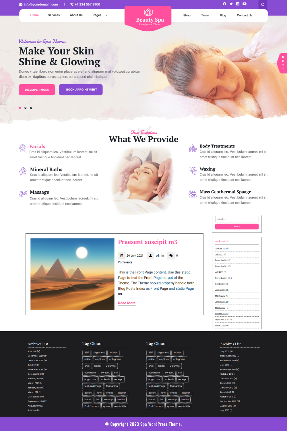 Free Spa WordPress Theme