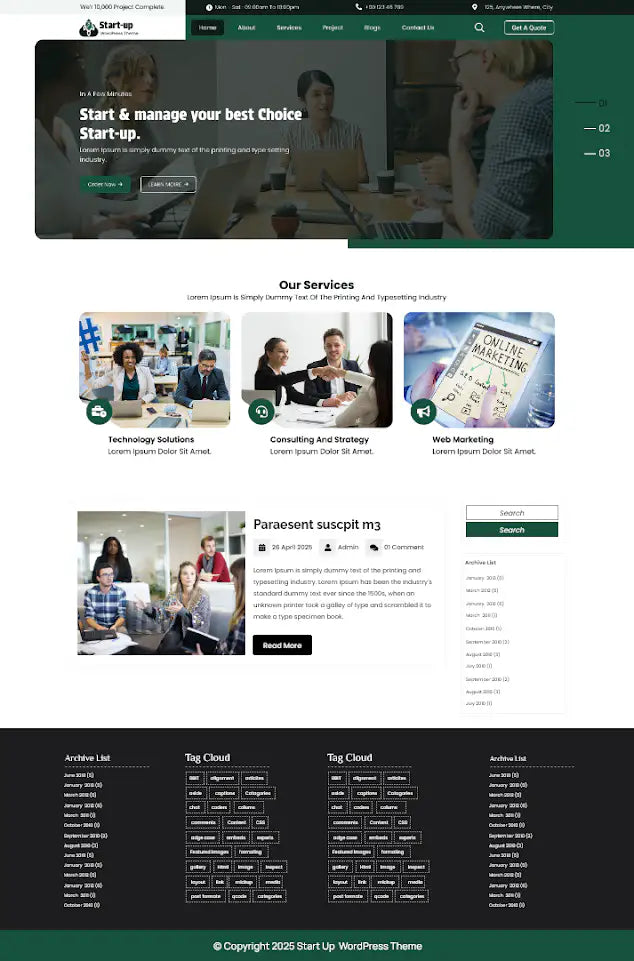 free startup wordpress theme