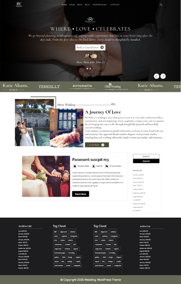 Free Wedding Managerial Service Wordpress Theme