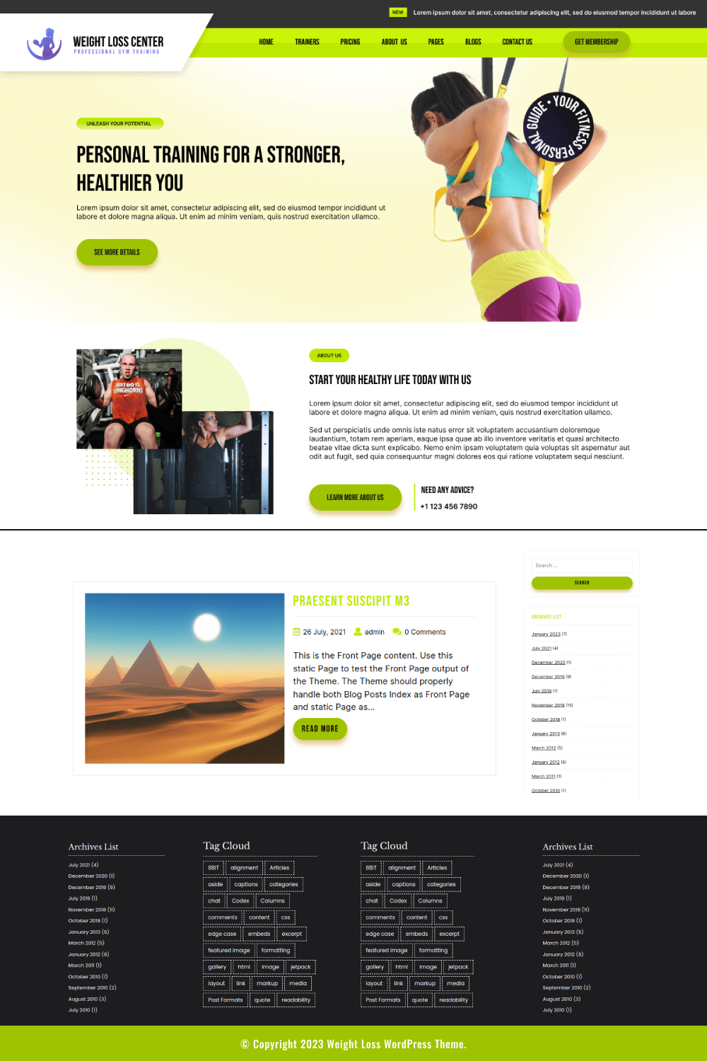 Free Weight Loss WordPress Theme