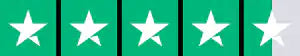 Five-star rating graphic with four green stars and one gray star
