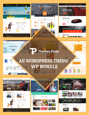 Themes Pride WordPress theme bundle promotional collage with website template previews