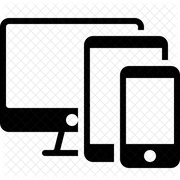 Responsive design icon showing desktop monitor, tablet, and smartphone