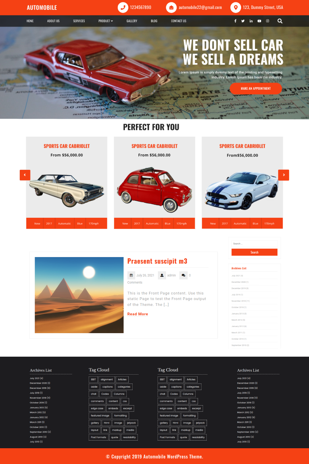 Free Motors WordPress Theme