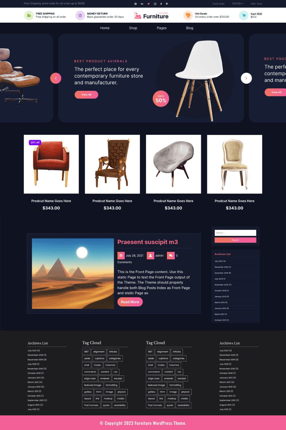 Free Furniture WordPress Theme