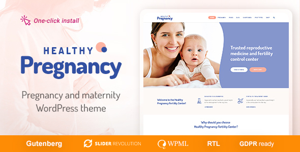 Healthy Pregnancy theme website homepage screenshot