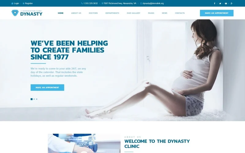 A screenshot of website mockup for dynasty template