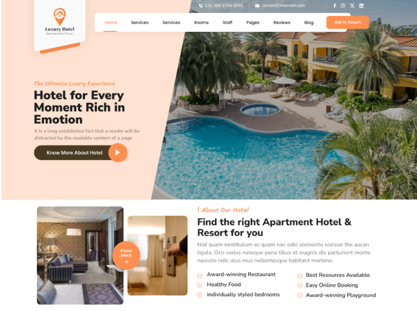 Screenshot of Luxury Hotel Theme for ThemesPride