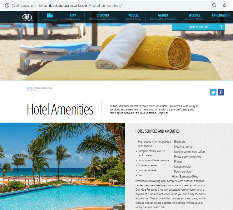 Screenshot for Dining & Amenities of Hotel WordPress Theme