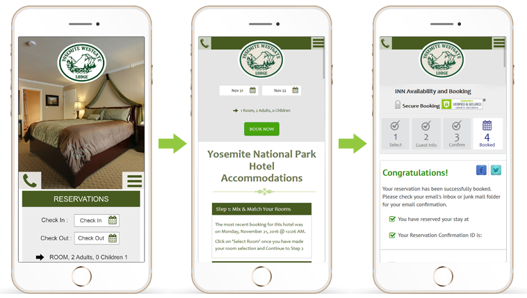 Screenshot of mobile-friendly web design for hotels
