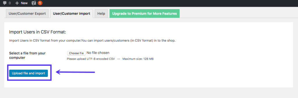 a screenshot for options on importing users in WordPress